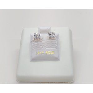 "HJ-E01" 14 Karat Yellow Gold Screw Backing Square Stud Earrings-5MM